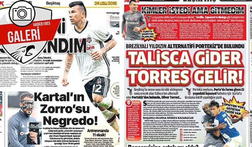 Gazetelerde Beşiktaş manşetleri (24.03.2018)