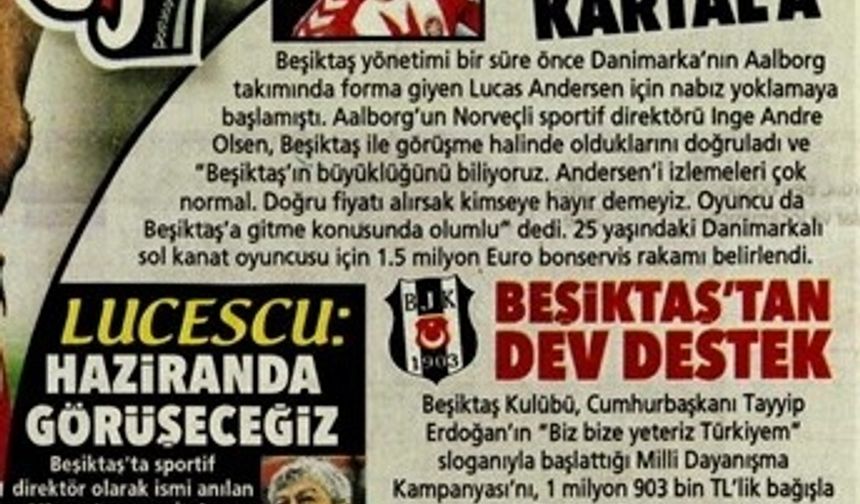 Gazetelerde günün Beşiktaş manşetleri (3 Nisan 2020)