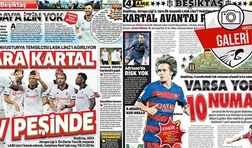 Gazetelerde Beşiktaş manşetleri (09.08.2018)