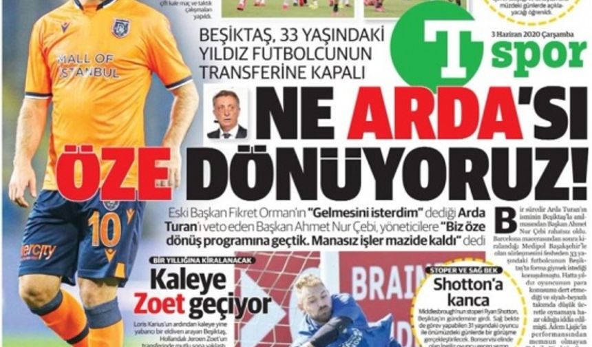 Gazetelerde günün Beşiktaş manşetleri (3 Haziran)