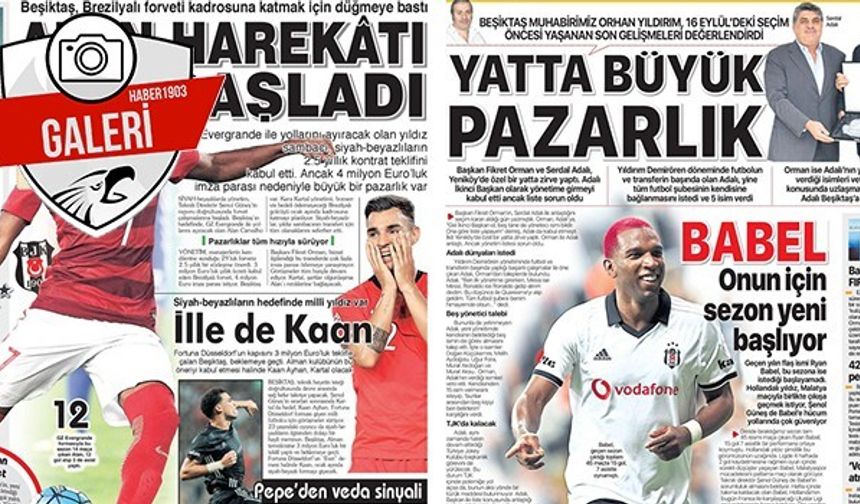 Gazetelerde Beşiktaş manşetleri (09.09.2018)