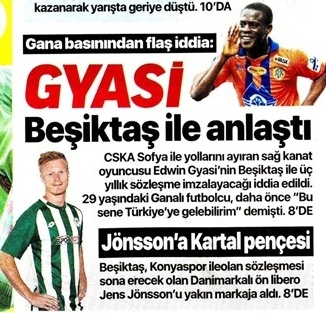 Gazetelerde günün Beşiktaş manşetleri (15 Temmuz)