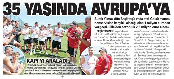 Gazetelerde günün Beşiktaş manşetleri (25 Temmuz)