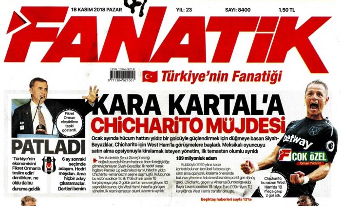 Gazetelerde günün Beşiktaş manşetleri (18.11.2018)