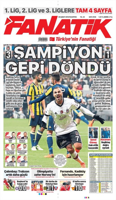 Beşiktaş'ın derbi zaferi gazetelere böyle yansıdı!
